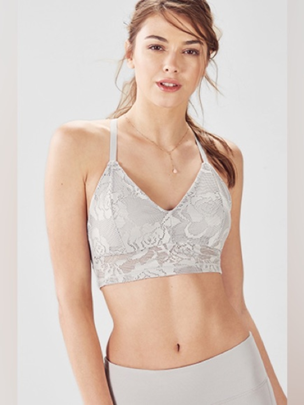 Fabletics Mariana Mesh Midi Sports Bra in Lace Size Medium